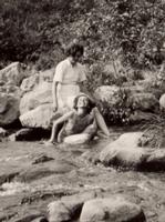 Jewell and Betty swimming in the mountains